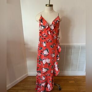 Just Fab Salmon/ Multicolored Spaghetti Strap Dress in Size Small